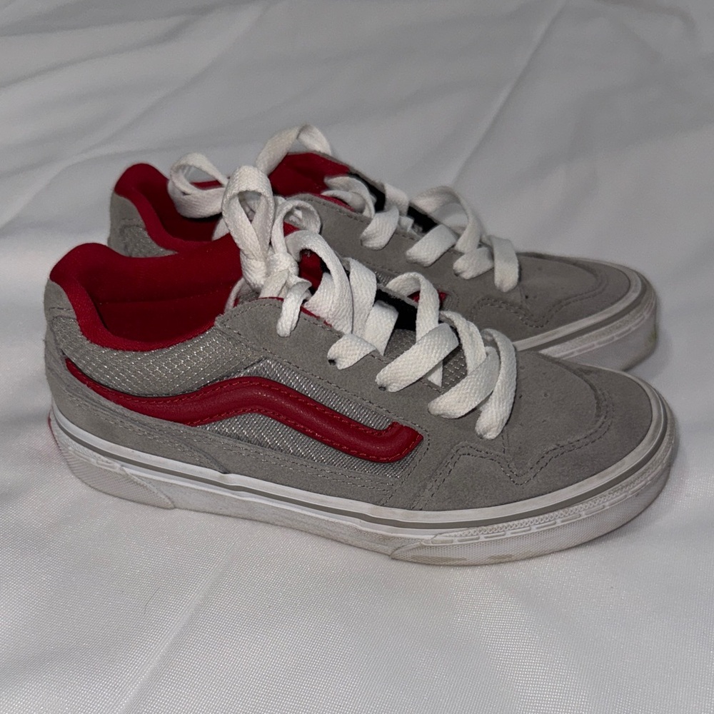 Vans Kids Gray and Red Sneakers